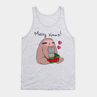 Merry Xmas! Sloth and Cat Tank Top